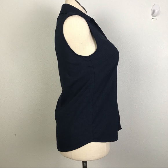 Christopher & Banks women’s blouse sleeveless button down Sz S color blue V-Neck - Picture 2 of 12